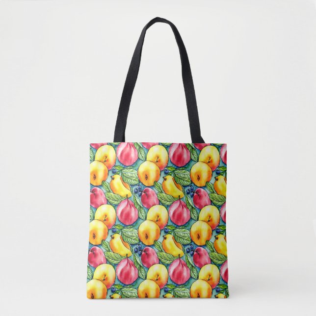 Tote Bag Eté vintage fruit aquarelle motif (Devant)