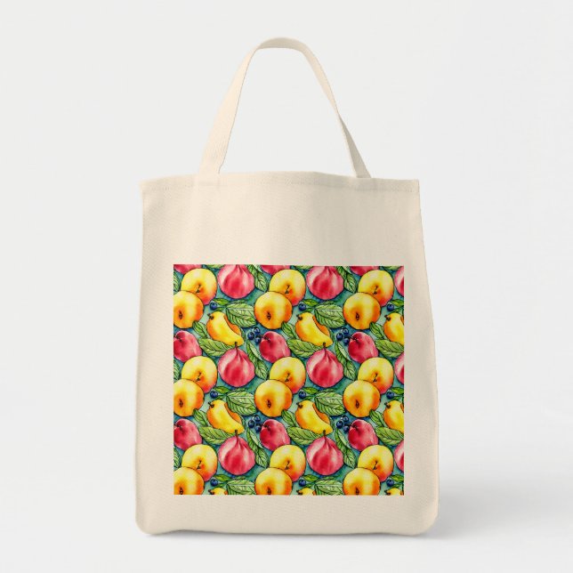 Tote Bag Eté vintage fruit aquarelle motif (Devant)