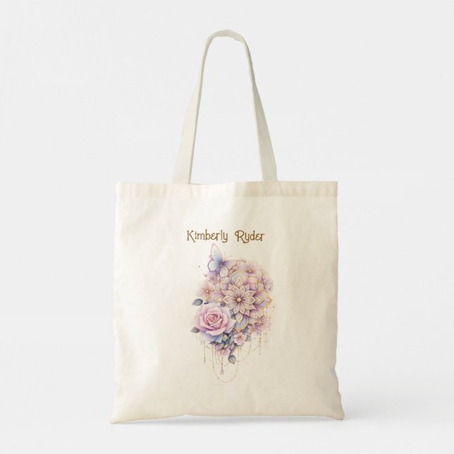 Tote Bag Ethereal Floral Mandala in Soft Pastel Elegance (Dos)