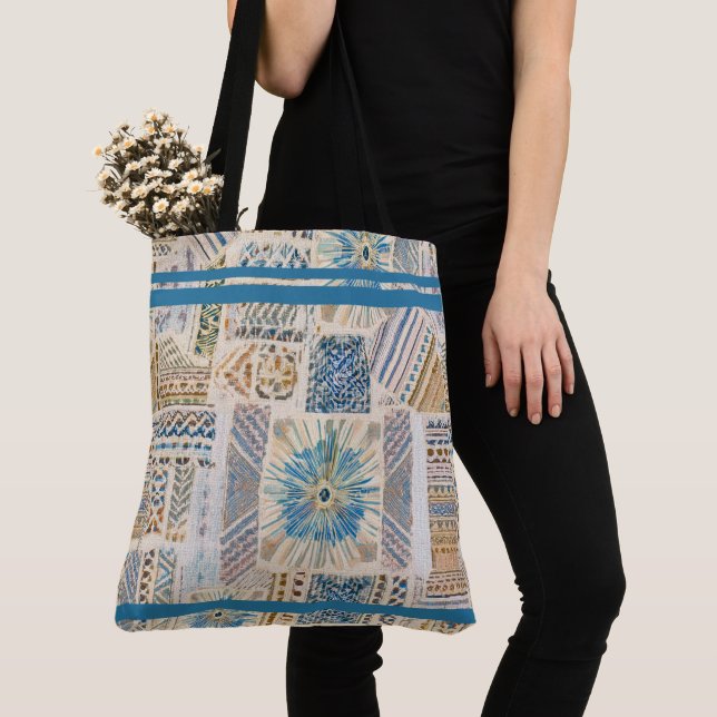 Tote Bag Ethnic Boho Patchwork Fourre-tout (De près)