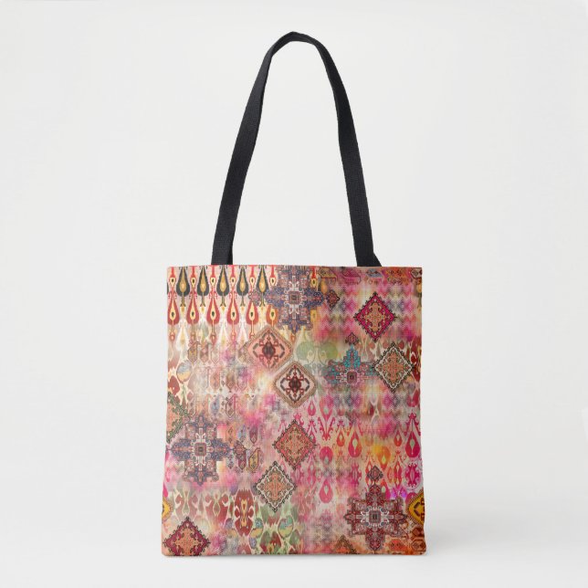Tote Bag Ethnic Digital Abstrait Motif sans fil (Devant)