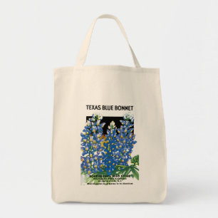 Tote Bag Étiquette bleu de paquet de graine de capot du