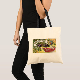 Tote Bag Étiquette de caisse de fruits vintage, prunes impé