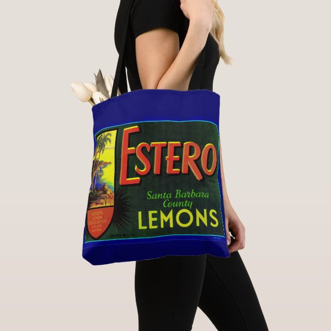 Tote Bag étiquette de caisses de citrons Estero dans les an (De près)