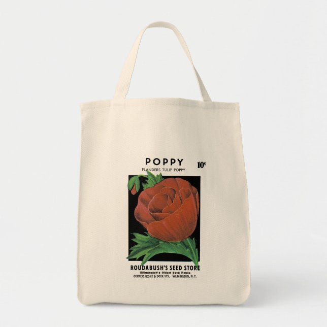 Tote Bag Étiquette de paquets de graines de pavot (Devant)