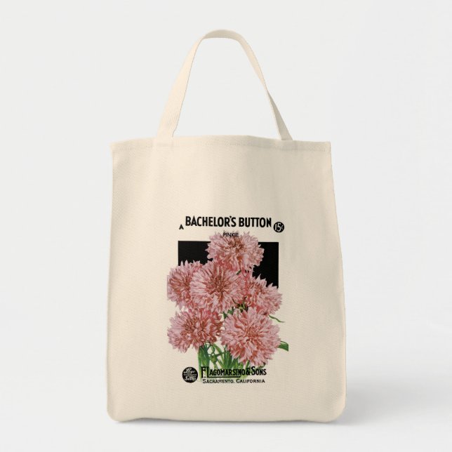 Tote Bag Étiquette de paquets de semences Bachelor Buttons (Devant)