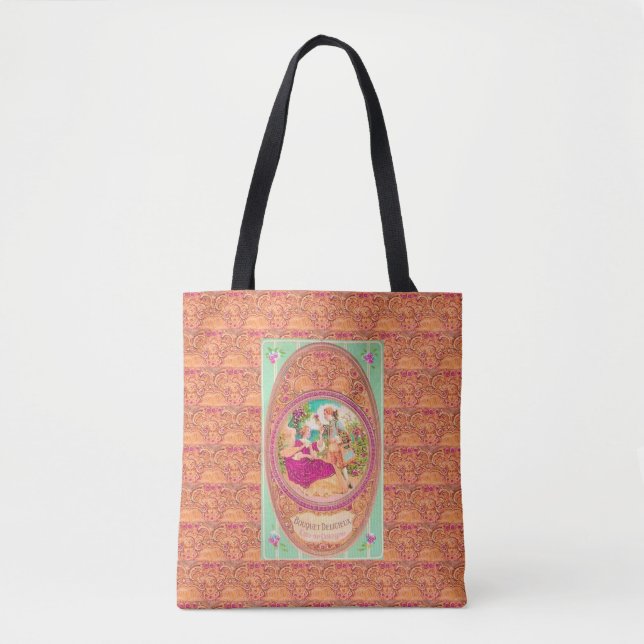 Tote Bag Étiquette de parfum à fleurs à la française coloni (Devant)