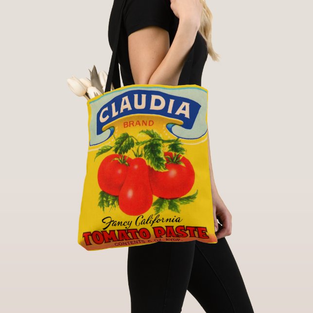 Tote Bag étiquette de pâte de tomate Claudia des années 193 (De près)