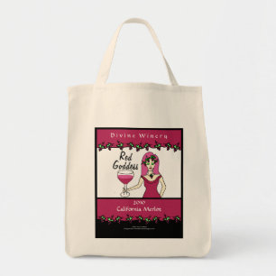 Tote Bag Étiquette fait sur commande de vin de déesse rou
