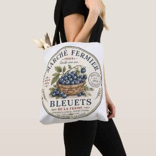 Tote Bag Étiquette Myrtilles Vintage