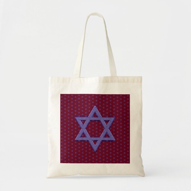 Tote Bag Étoile de David violette sans couture (Devant)