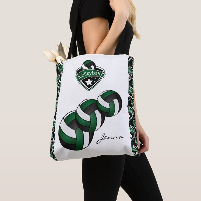Tote Bag Étoile de volley-ball Dark Green Sport | Texte do- (De près)