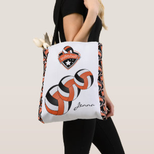 Tote Bag Étoile de volley-ball Orange Sport Texte do-it-y