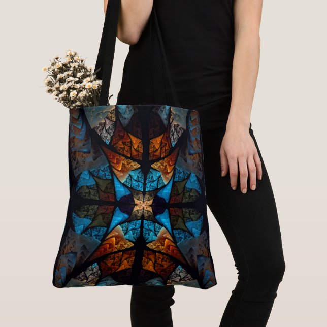 Tote Bag Étoile matelassée abstraite en bleu (De près)