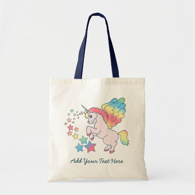 Tote Bag Étoile rose d'arc-en-ciel de licorne (Devant)