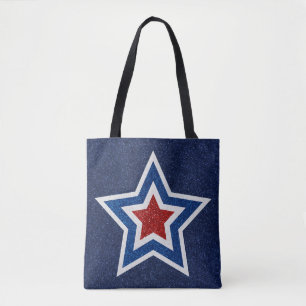 Tote Bag Étoile rouge, blanc, bleu pour le 14 juillet scint