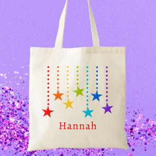 Tote Bag Étoiles Arc-en-ciel Colorées Filles Enfants Modern