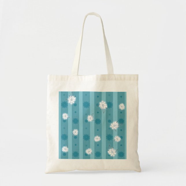 Tote Bag Étoiles Bleues Et Gardénie Blanche (Devant)