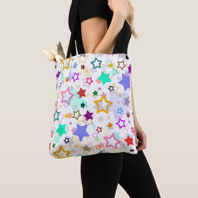 Tote Bag Étoiles colorées blanches  (De près)
