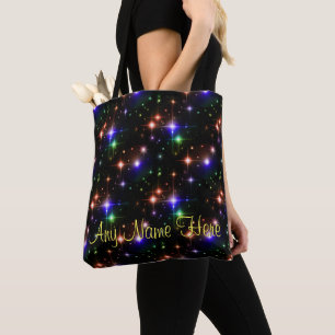 Tote Bag Étoiles colorées brillantes Porte-Noir tendance