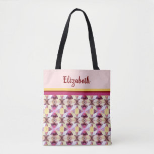 Tote Bag Étoiles connectées rose et jaune