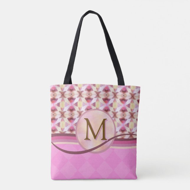 Tote Bag Étoiles de connexion rose et jaune (Dos)