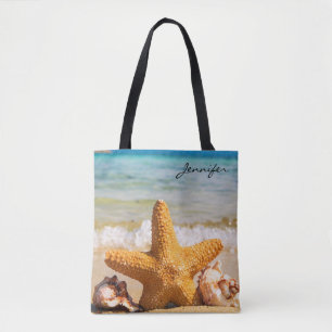 Tote Bag Étoiles de mer et coquillages sur la plage