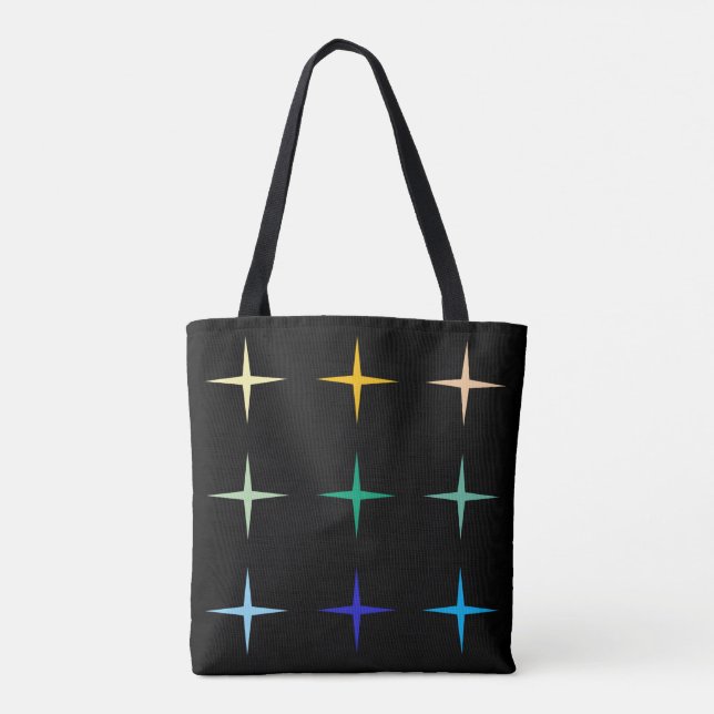 Tote Bag Étoiles géométriques du milieu du siècle rétro Des (Dos)