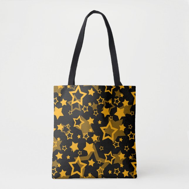 Tote Bag Étoiles Jaune Doré Pailleté Design  (Devant)