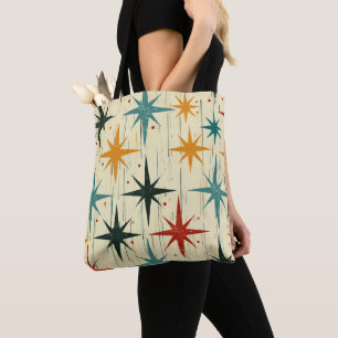 Tote Bag Etoiles modernes du milieu du siècle Motif Turquoi