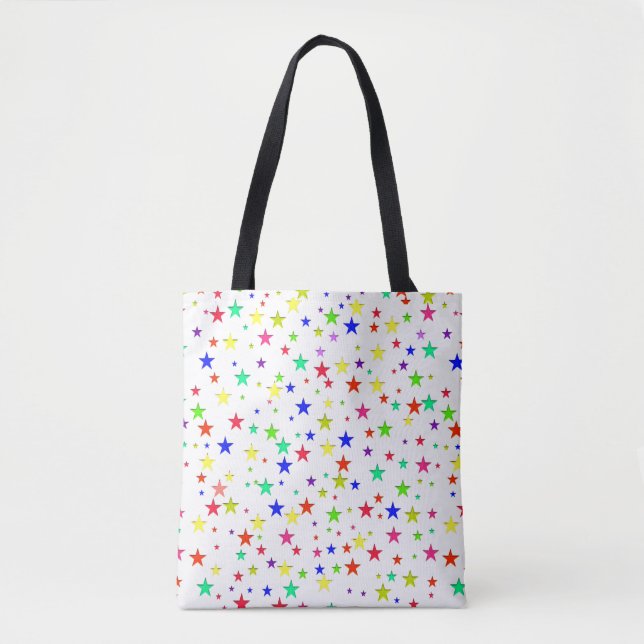Tote Bag Étoiles multicolores tendance sur blanc (Devant)
