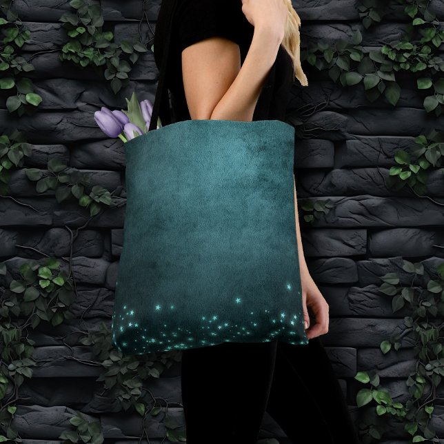 Tote Bag Étoiles Mystic Twilight | Luminosité de néon vert  (Créateur téléchargé)