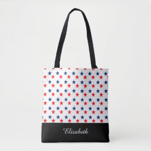Tote Bag Étoiles noires et blanches avec Monogramme