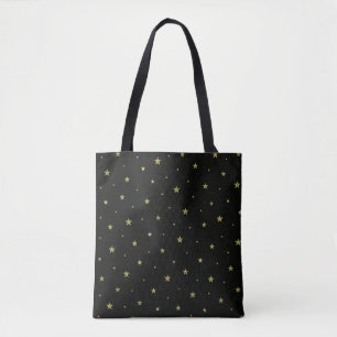 Tote Bag Étoiles noires et dorées