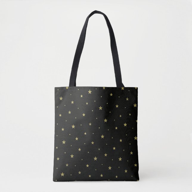 Tote Bag Étoiles noires et dorées (Devant)