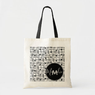 Tote Bag Étoiles Noms de bibliothèque Livres Noir et Blanc