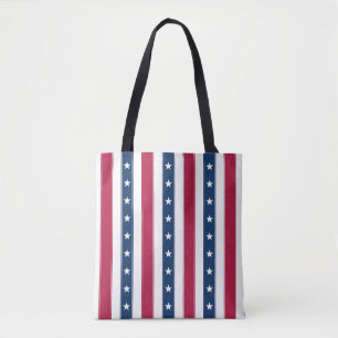 Tote Bag Étoiles tricolores et bandes verticales