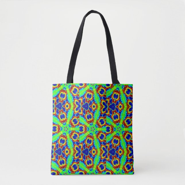 Tote Bag étoiles vertes géométrique fleurie (Devant)