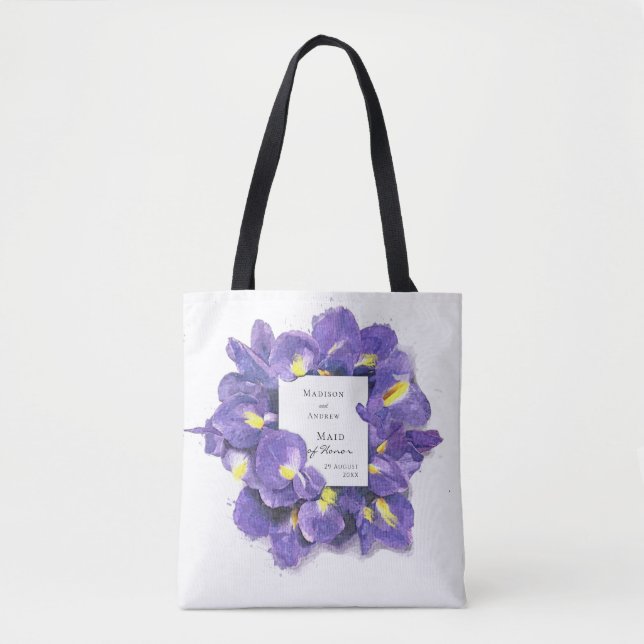 Tote Bag Etonnante couleur d'aquarelle pourpre Irises Maid  (Devant)