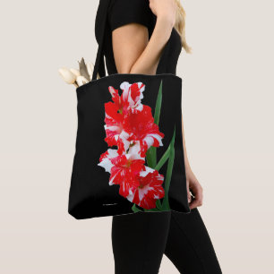 Tote Bag Étonnante Lys d'épée de Gladiolus rouge et blanc