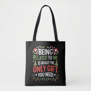 Tote Bag Être apparenté à moi drôle de Noël en famille Xmas
