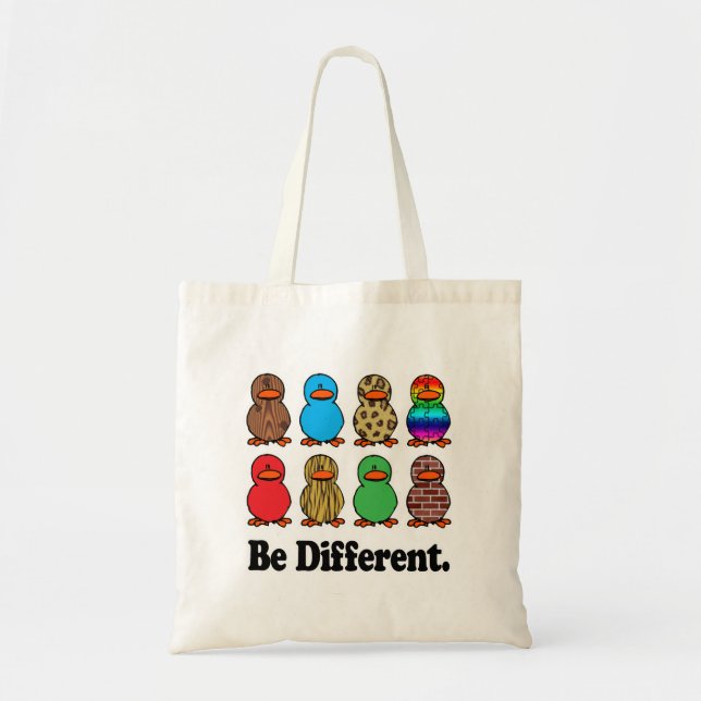 Tote Bag être différent canards motifs drôles (Devant)