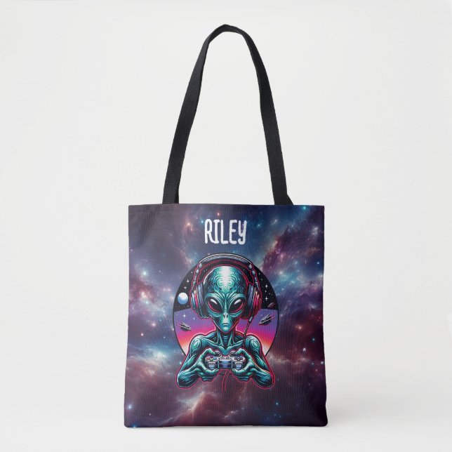 Tote Bag Être Extraterrestre Alien de Jeu Personnalisé (Devant)