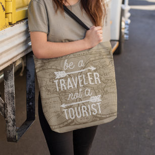 Tote Bag Être un voyageur pas une carte touristique Typogr