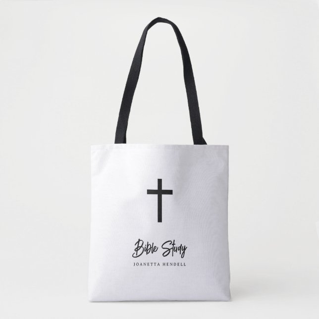 Tote Bag Étude biblique personnalisée en noir et blanc (Devant)