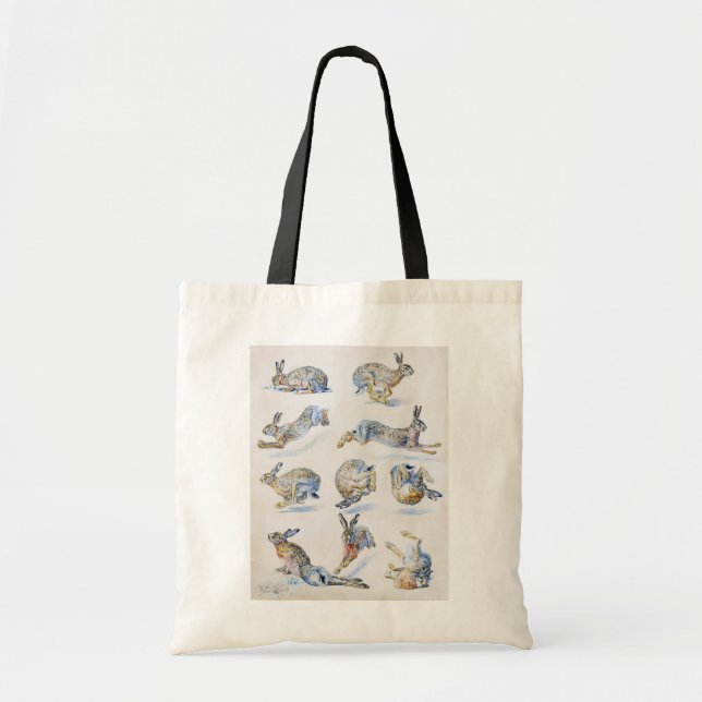 Tote Bag Études sur le lièvre sauvage (lapin), Bruno Liljef (Devant)
