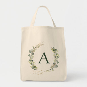 Tote Bag Eucalyptus Botanique Monogramme Mariage de verdure