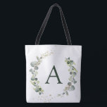 Tote Bag Eucalyptus Botanique Monogramme Mariage de verdure<br><div class="desc">Eucalyptus Verdure Aquarelle Botanique Succulente Mariage de printemps Monogramme Sacs fourre-tout sur toile arrière - plan - comprend belle et élégante typographie de script avec feuilles botaniques modernes et verdure pour le Mariage spécial, Fête des mariées, Baby shower, Bachelorette Party, Sweet 16, 18th, 21th, 30th, 40th, 5 Fêtes des0e, 60e,...</div>