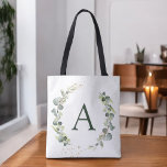 Tote Bag Eucalyptus Botanique Monogramme Mariage de verdure<br><div class="desc">Eucalyptus Verdure Aquarelle Botanique Succulente Mariage de printemps Monogramme Sacs fourre-tout sur toile arrière - plan - comprend belle et élégante typographie de script avec feuilles botaniques modernes et verdure pour le Mariage spécial, Fête des mariées, Baby shower, Bachelorette Party, Sweet 16, 18th, 21th, 30th, 40th, 5 Fêtes des0e, 60e,...</div>