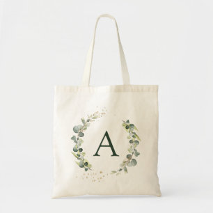 Tote Bag Eucalyptus Botanique Monogramme Mariage de verdure